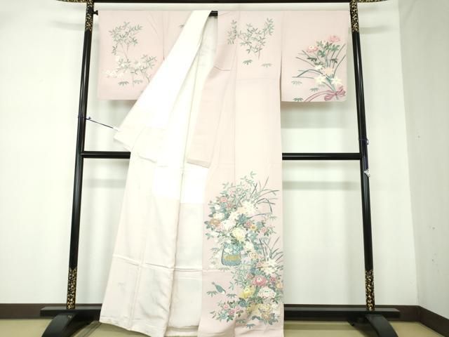 平和屋着物●本加賀友禅作家　染元千紅代表　寺西一紘　訪問着　飾花鳥文　正絹　逸品　DAAQ2977ps 平和屋着物○本加賀友禅作家 染元千紅代表 寺西一紘 訪問着 飾花鳥文