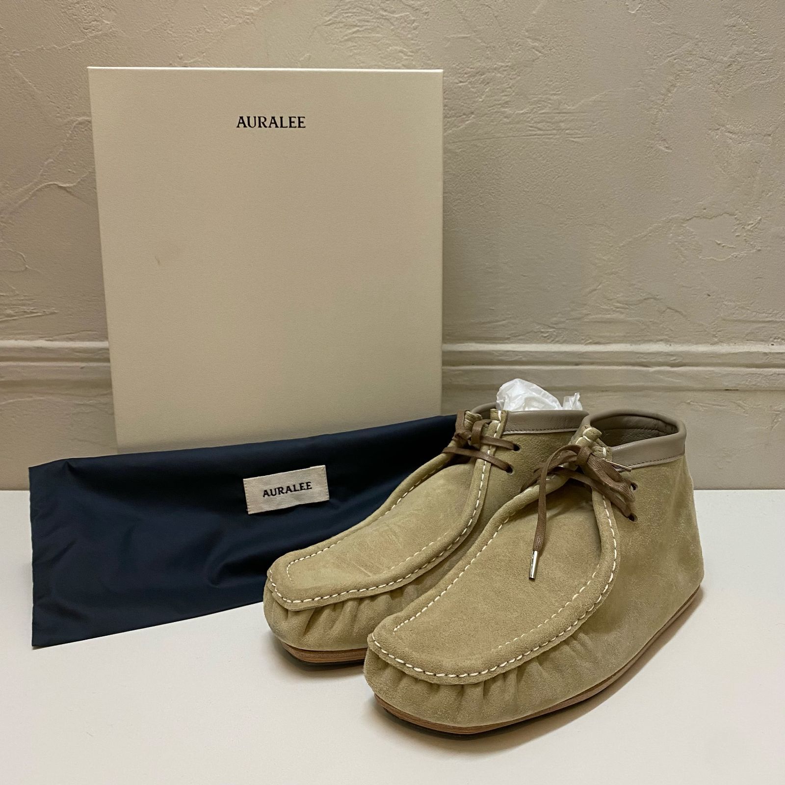 AURALEEオーラリー SUEDE MOCCASIN SHORT BOOTS SIZE 7 【代官山11 