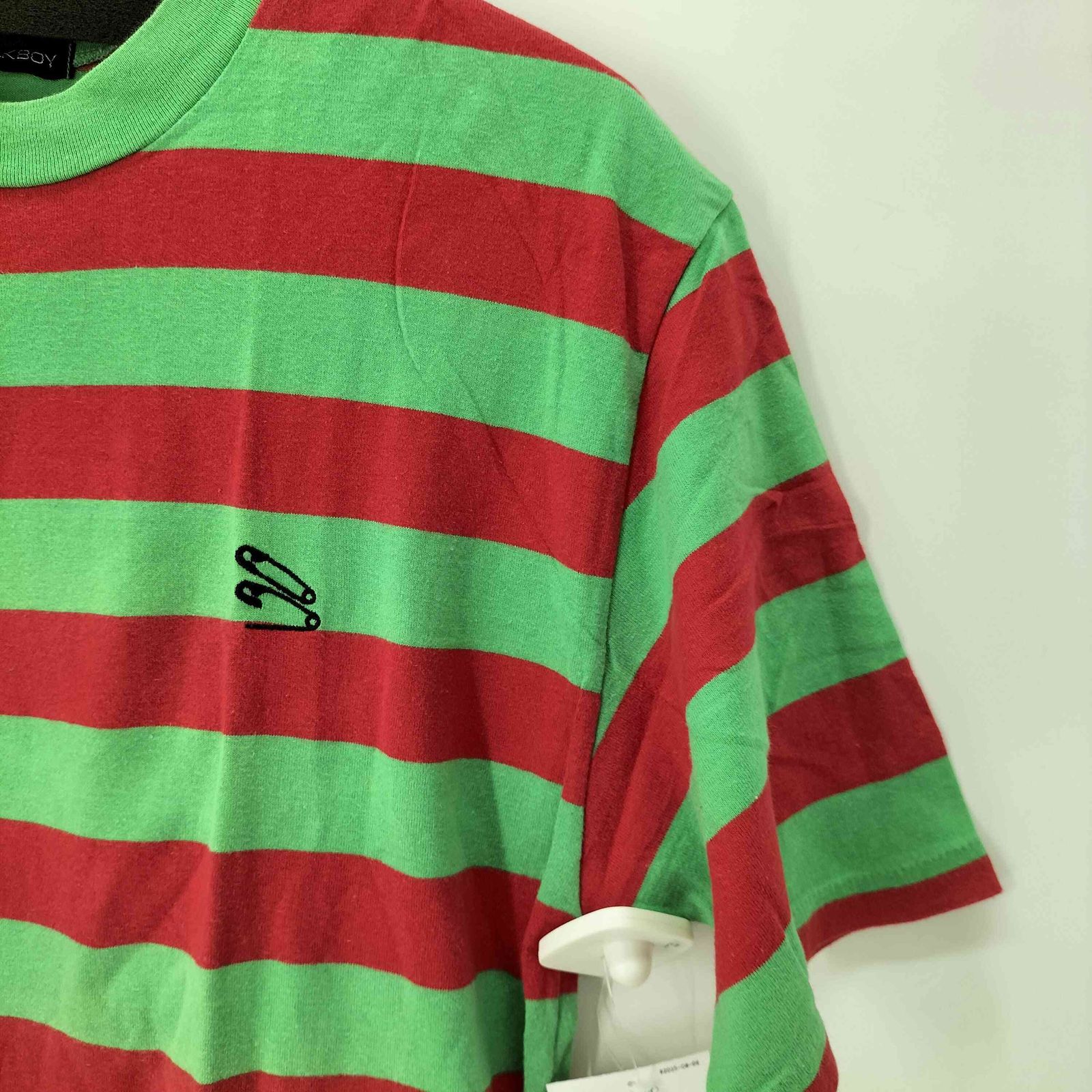 90年代 MILK BOY ボーダーカットソー スカル ミルクボーイ MILKBOY 90s 00s old ボーダーTシャツ 安全ピン