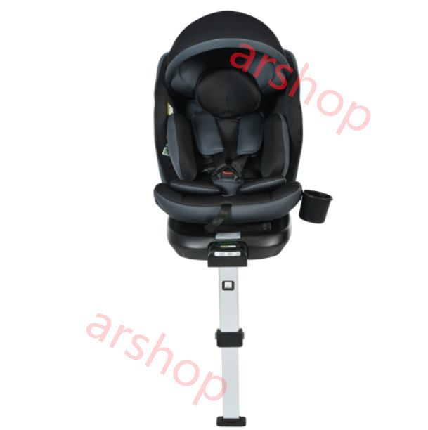 サポートレッグ チャイルドシート 新生児 ISOFIX 0歳～12歳 360度回転式 40～150cm ジュニアシート 調節 洗える キャノピー付き ベビーシート ドリンクホルダー付き 出産祝い 車 ブラック グレー