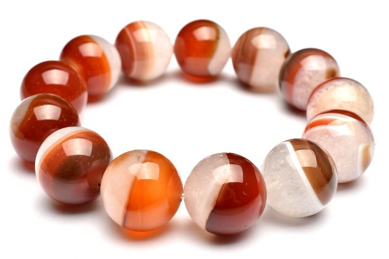【１点物】大珠半々タイプ 水晶共生赤瑪瑙　17.5mm　ブレスレット  _M8471