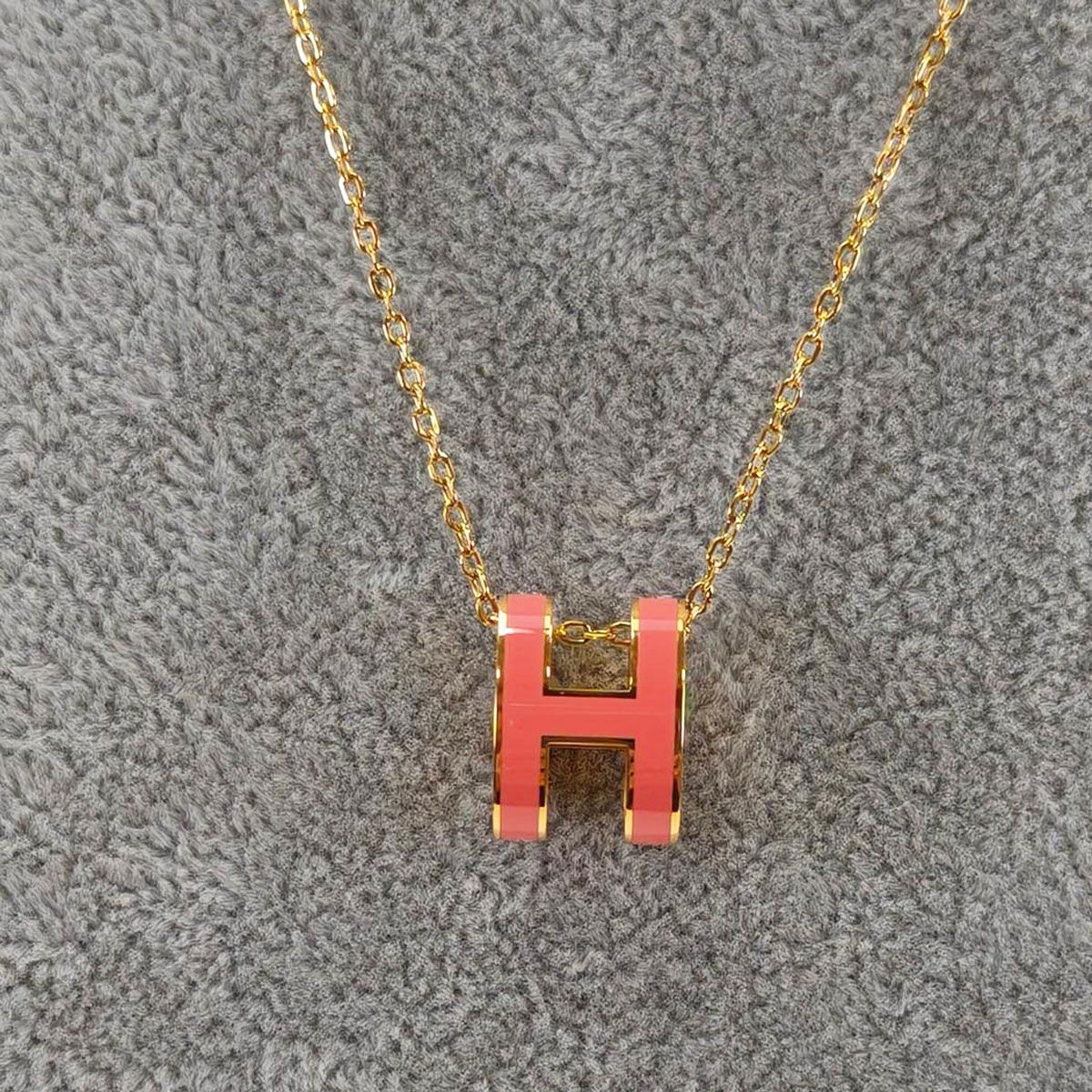 HERMES Hロゴ ネックレス オレンジ エルメス HERMES ポップアッシュ H