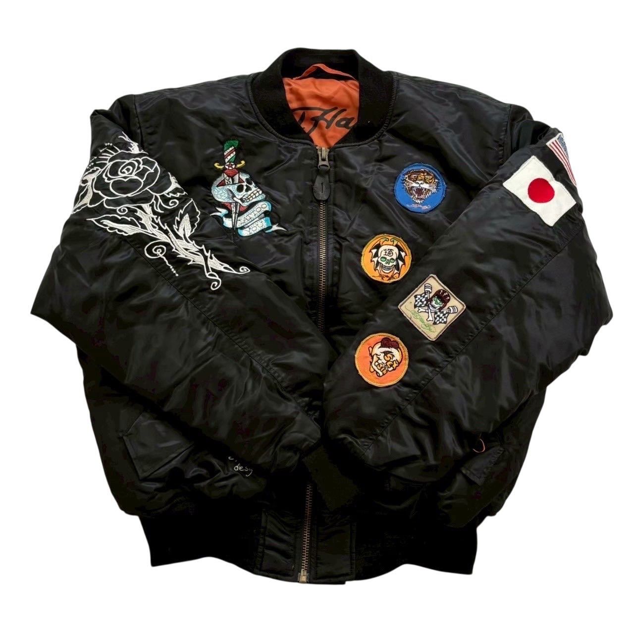 Ed hardy エドハーディー MA-1 黒 オレンジ リバーシブル y2kグランジ