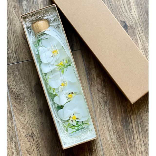 ハーバリウム Herbarium 植物標本 rf-005 ホワイト 円柱型瓶入り 18p 1個入り 高さ6.8cm 箱入り 胡蝶蘭 アーティフィシャルフラワー ギフト インテリア