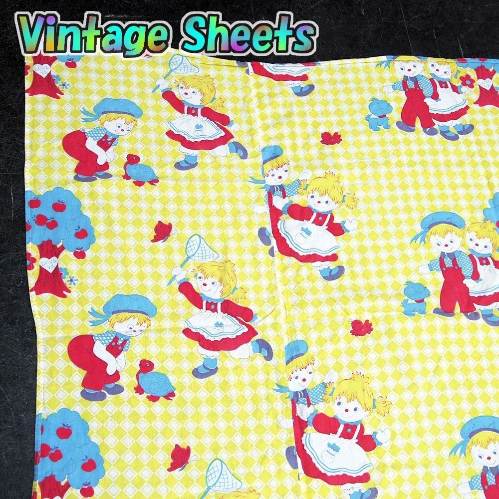 海外輸入 大判 ヴィンテージシーツ ラガディ・アン&アンディ /s77