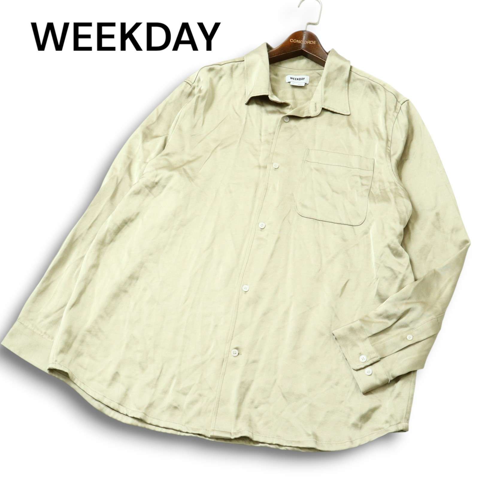 abcd(4/29〜5/7発送お休み) WEEKDAY ウィークデイ 通年☆ レーヨン 半袖 オーバーサイズ シャツ Sz