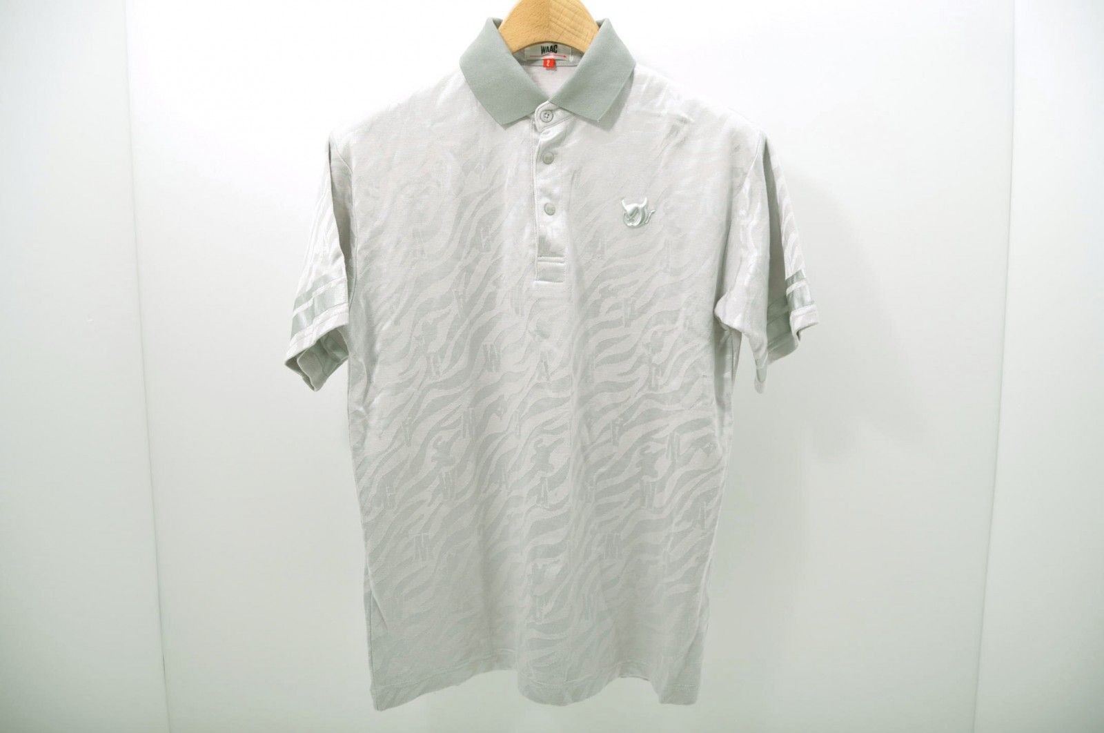 中古 メンズ ワック WAAC 半袖ポロシャツ 2(M) グレー シルバー ゼブラ