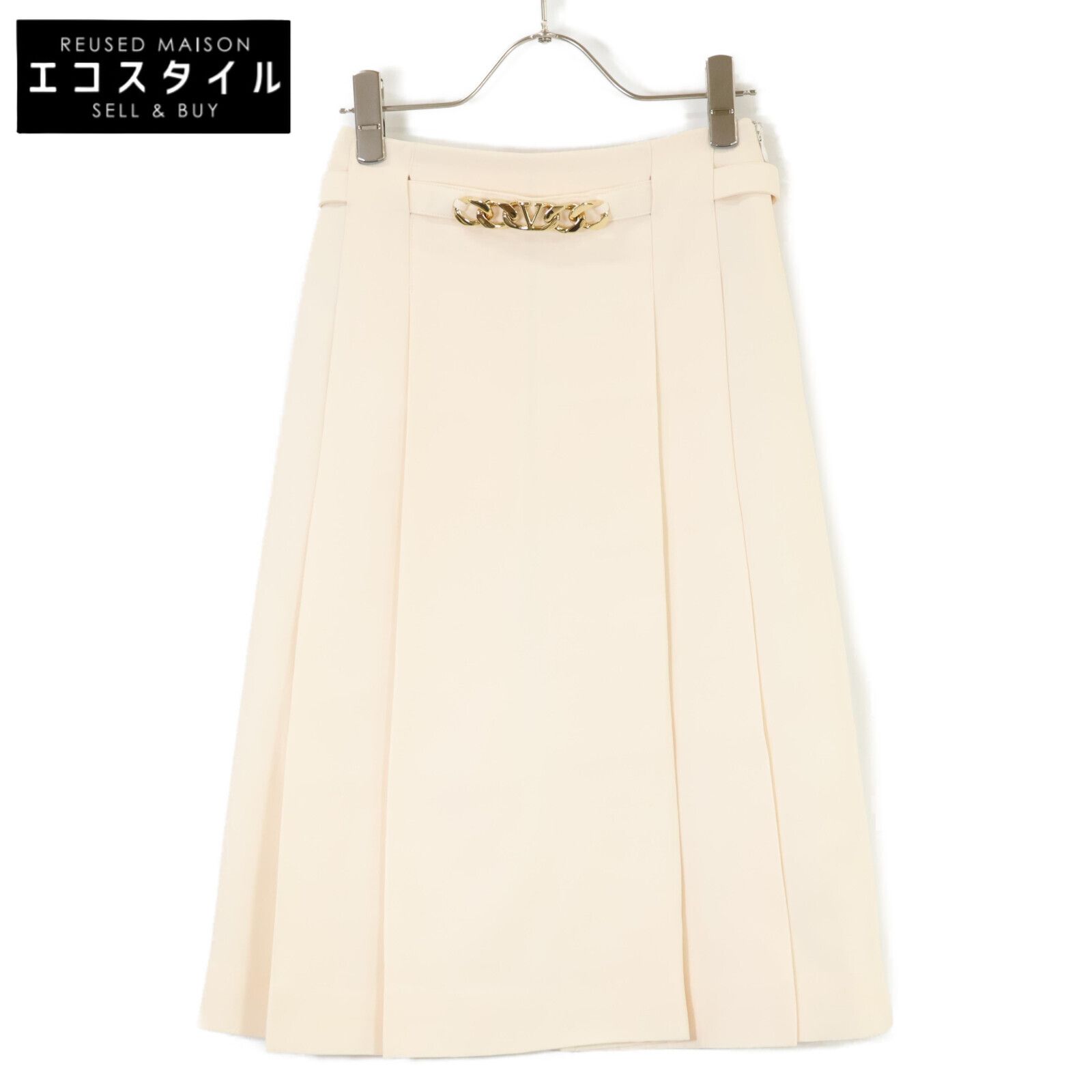 VALENTINO ヴァレンティノ | 正規 1B3RA8X51CF ウールｘシルク Vロゴ金具ベルト付 タックフ 36