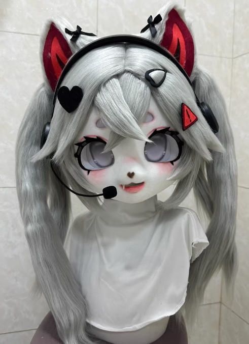 着ぐるみヘッド kigurumi NO.169 猫 灰色 グレー ファースーツ 全頭ヘッド ケモノ マスク ぬいぐるみ コスプレ コスチューム 一点物