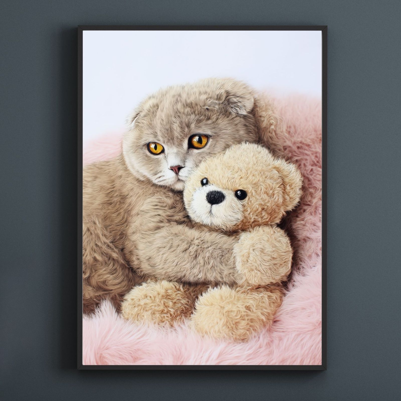 くまのぬいぐるみ - スコティッシュフォールドキャット テディーベア teddy bear かわいい 癒し系 インテリアアート ペットロス うちの子 記念日 アートポスター 犬の絵 犬のイラスト ギフト プレゼント