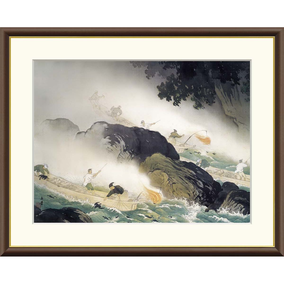 水彩画 街の風景 F6サイズ 額縁付き 風景画 水彩画 F6サイズ 額装済み