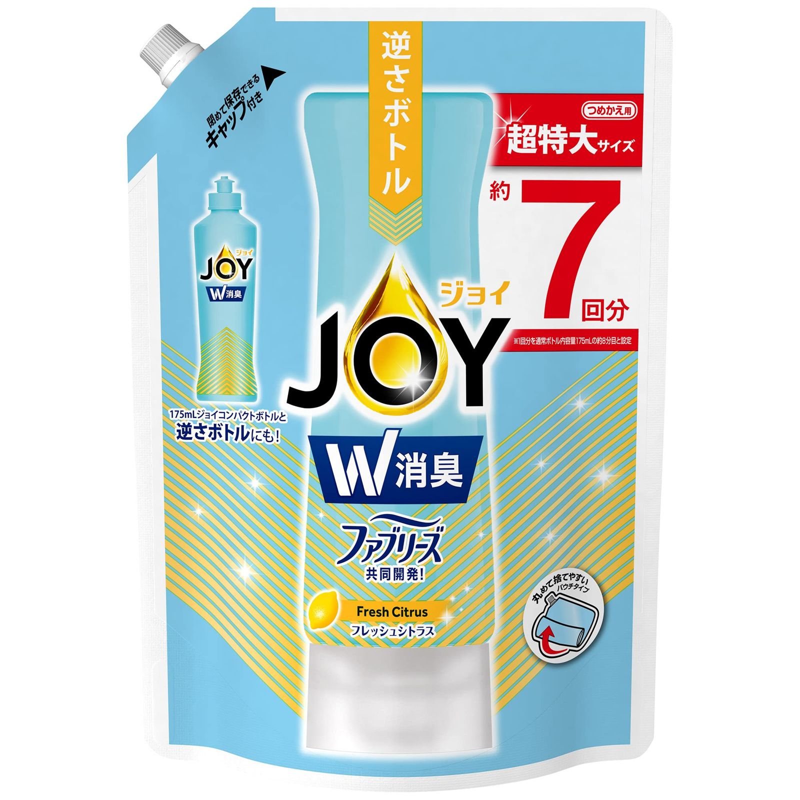 ジョイ コンパクト 食器用洗剤 W消臭 フレッシュシトラス 詰め替え 超特大 960mL [960ミリリットル (x 1)]
