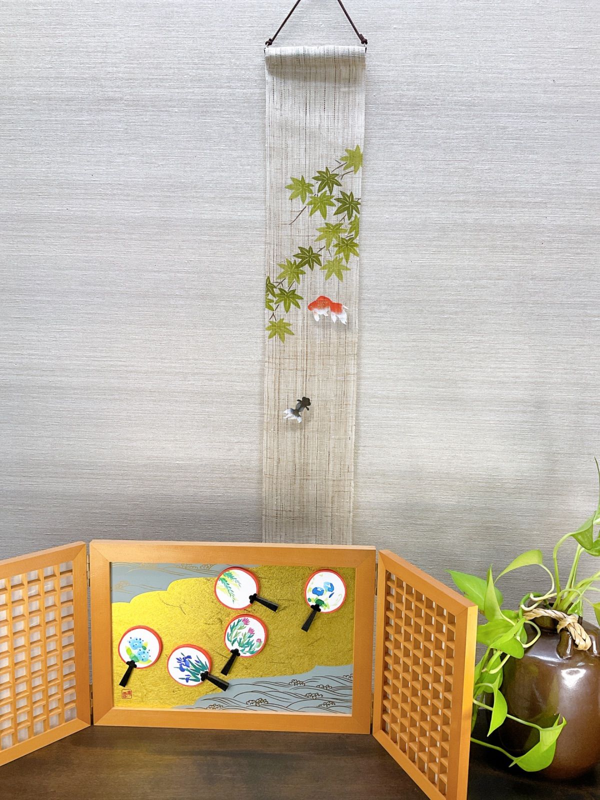 金魚 豆タペストリー 季節のタペストリー 夏インテリア飾り 新品