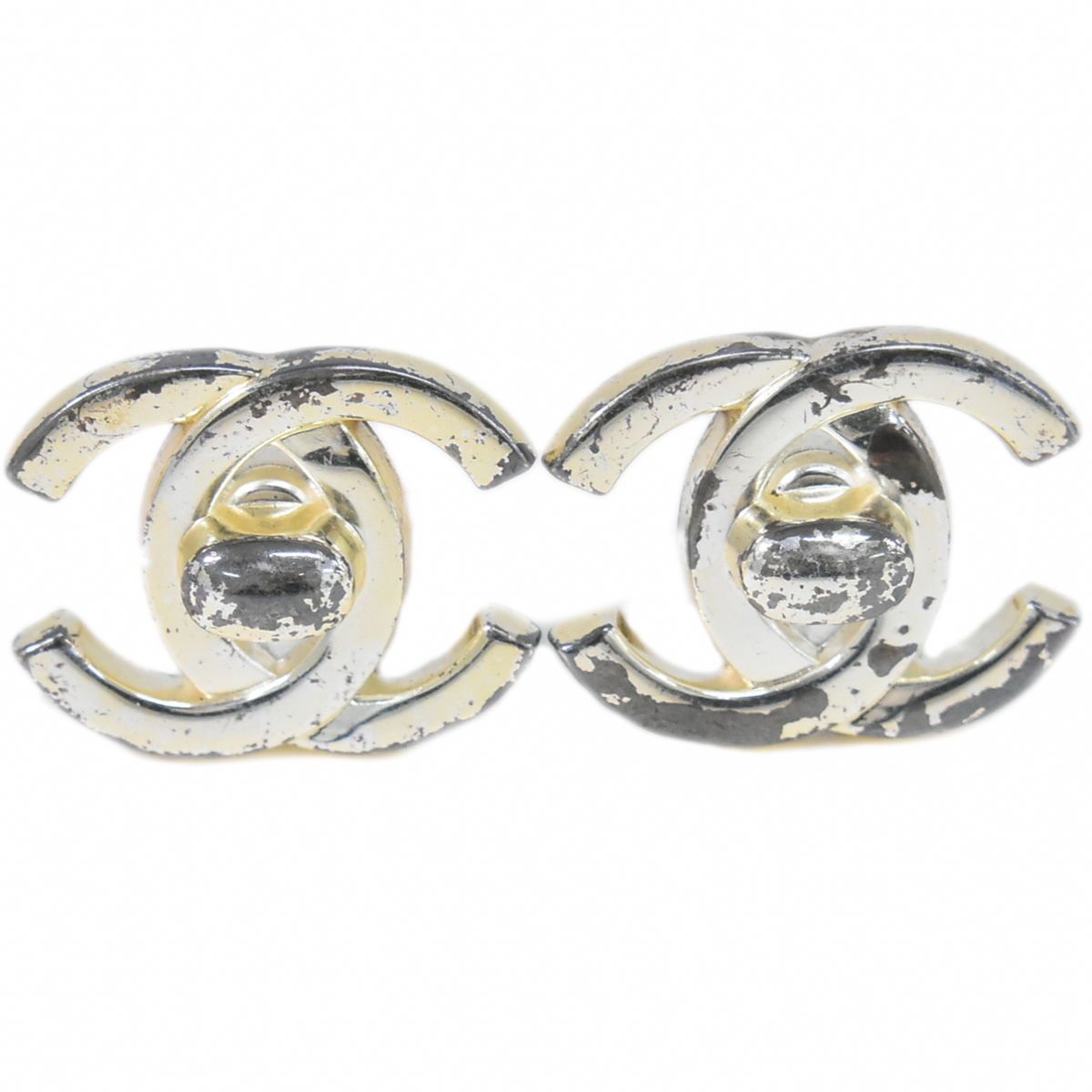 本物 シャネル CHANEL ココマーク ターンロック モチーフ イヤリング  