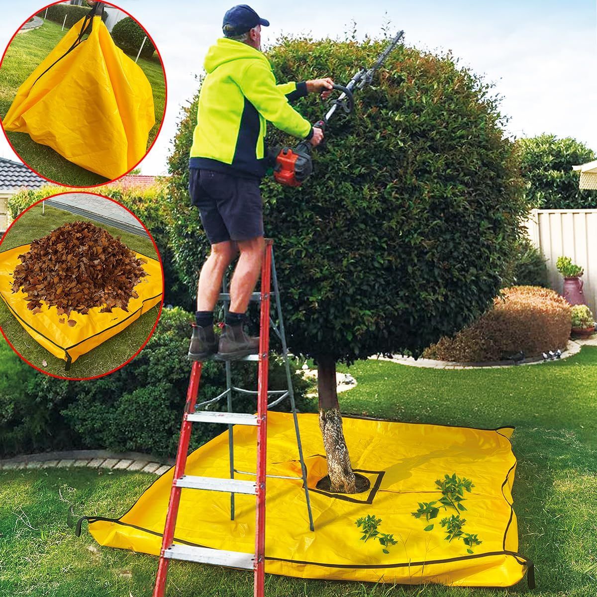 新品 剪定用ランドスケープタープ、30cmの丸穴付き2x2m庭木剪定タープ、四隅に, image size:1200x1200