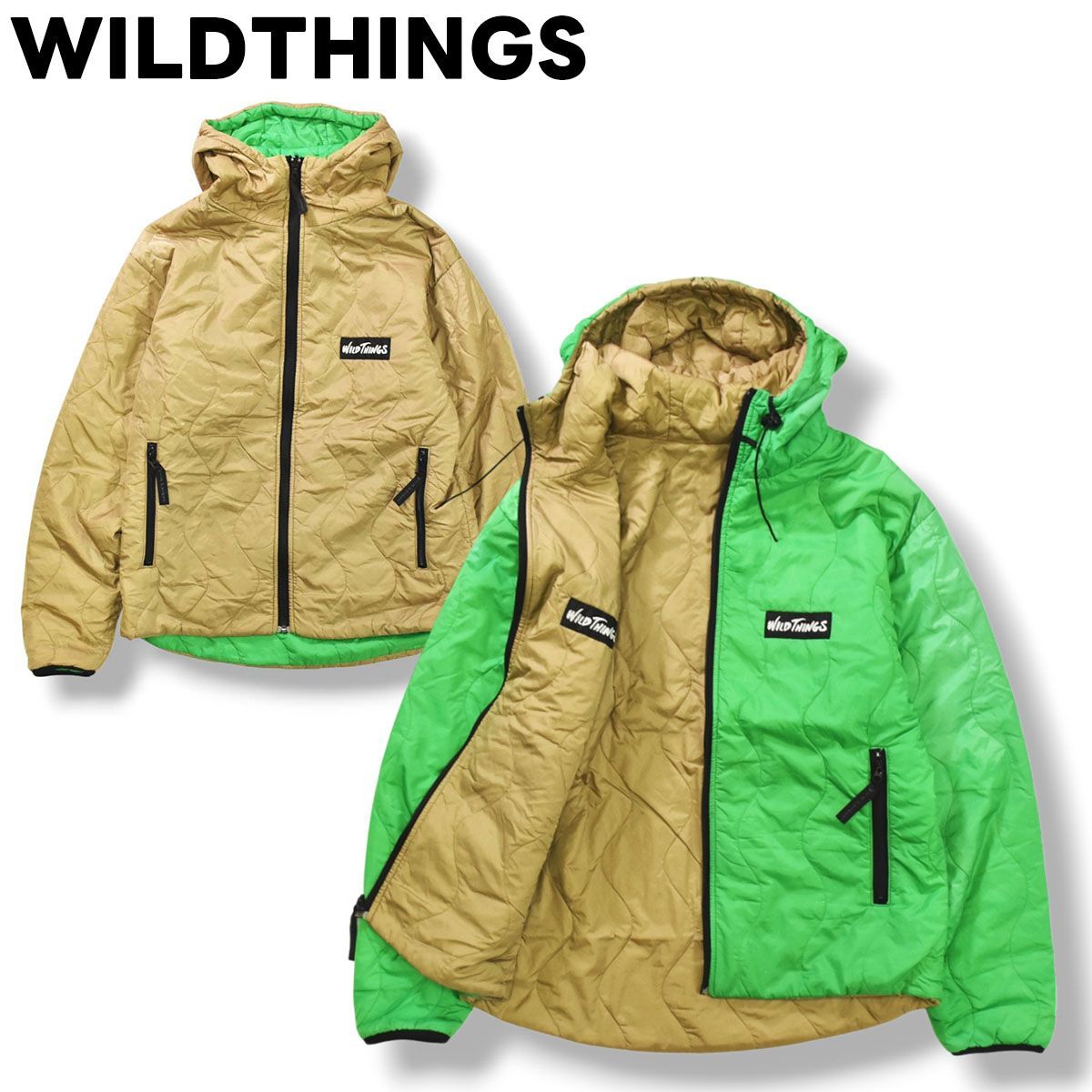 2way】 ワイルドシングス WILDTHINGS リバーシブル キルティング ジャケット 中綿 プリマロフト PRIMALOFT L相当 グリーン  x ベージュ メンズ - メルカリ