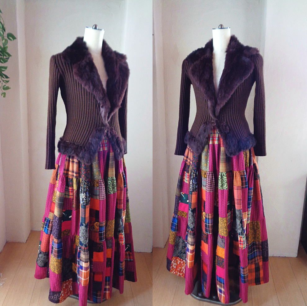 マゼンタピンク ボリュームティアードギャザースカート