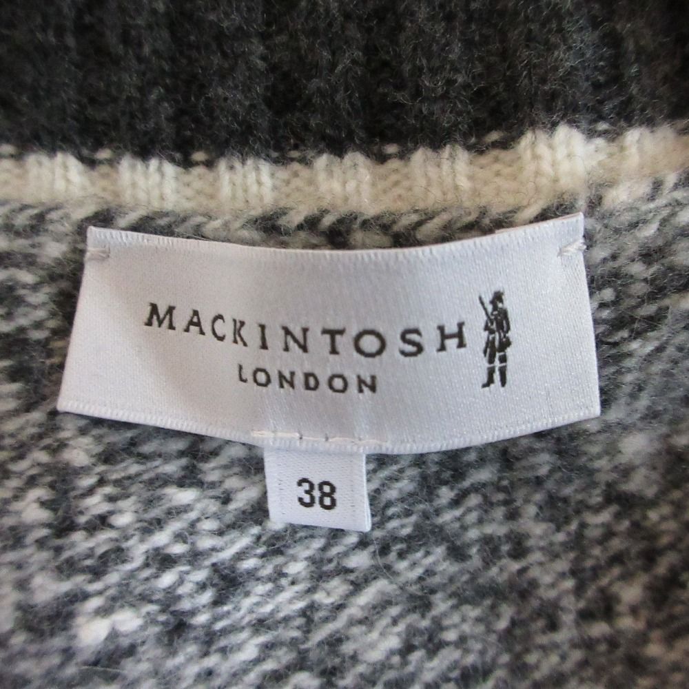 美品 MACKINTOSH LONDON マッキントッシュロンドン 配色 Vネック 長袖 ミックスニット プルオーバー セーター 38 グレー レディース 古着 中古 MACKINTOSH - 美品 MACKINTOSH LONDON マッキントッシュロンドン
