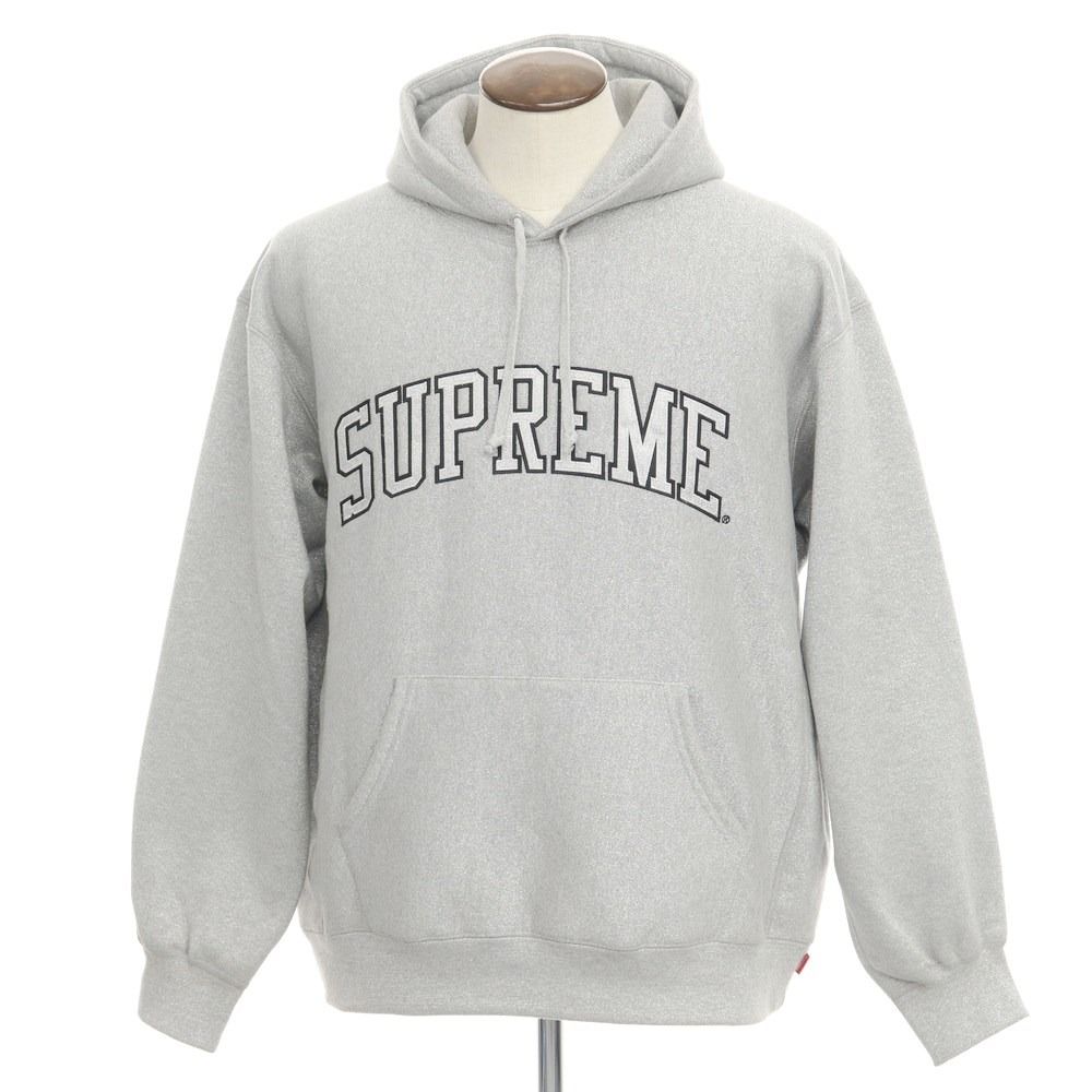 シュプリーム Supreme 2023年春夏 Metallic Arc Hooded Sweatshirt コットンポリエステル プルオーバー パーカー ブラックxシルバー【サイズＬ】【メンズ】アイテムパーカーメンズ