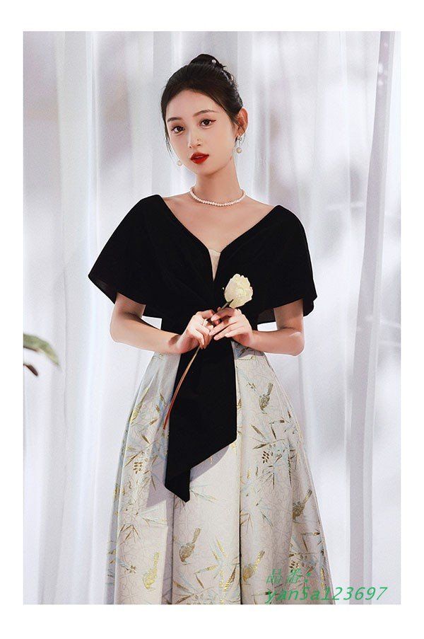 ロングドレス 黒 ブラック 演奏会 ピアノ 発表会 フェミニン 編み上げ 5L 大人 エレガント大きいサイズ 5分袖付き 母親 結婚式 袖あり yan5a123697