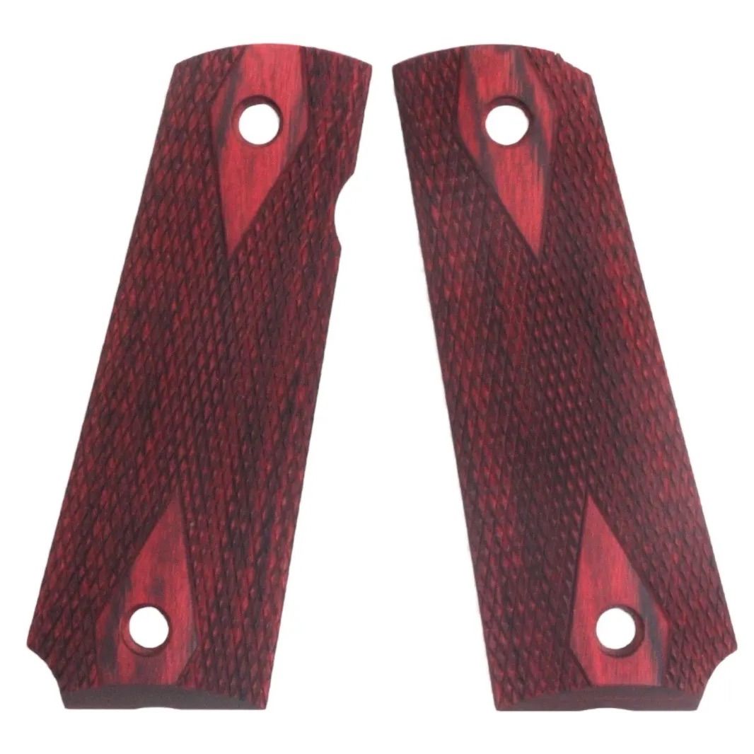 パンドラアームズ 木製グリップ カーボネイト製 M 45シリーズ ダイヤチェッカー レッド AWG 1427