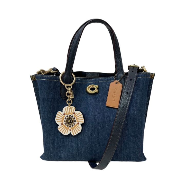 中古美品】 COACH WILLOW コーチ ウィロートート フラワーチャーム付き 