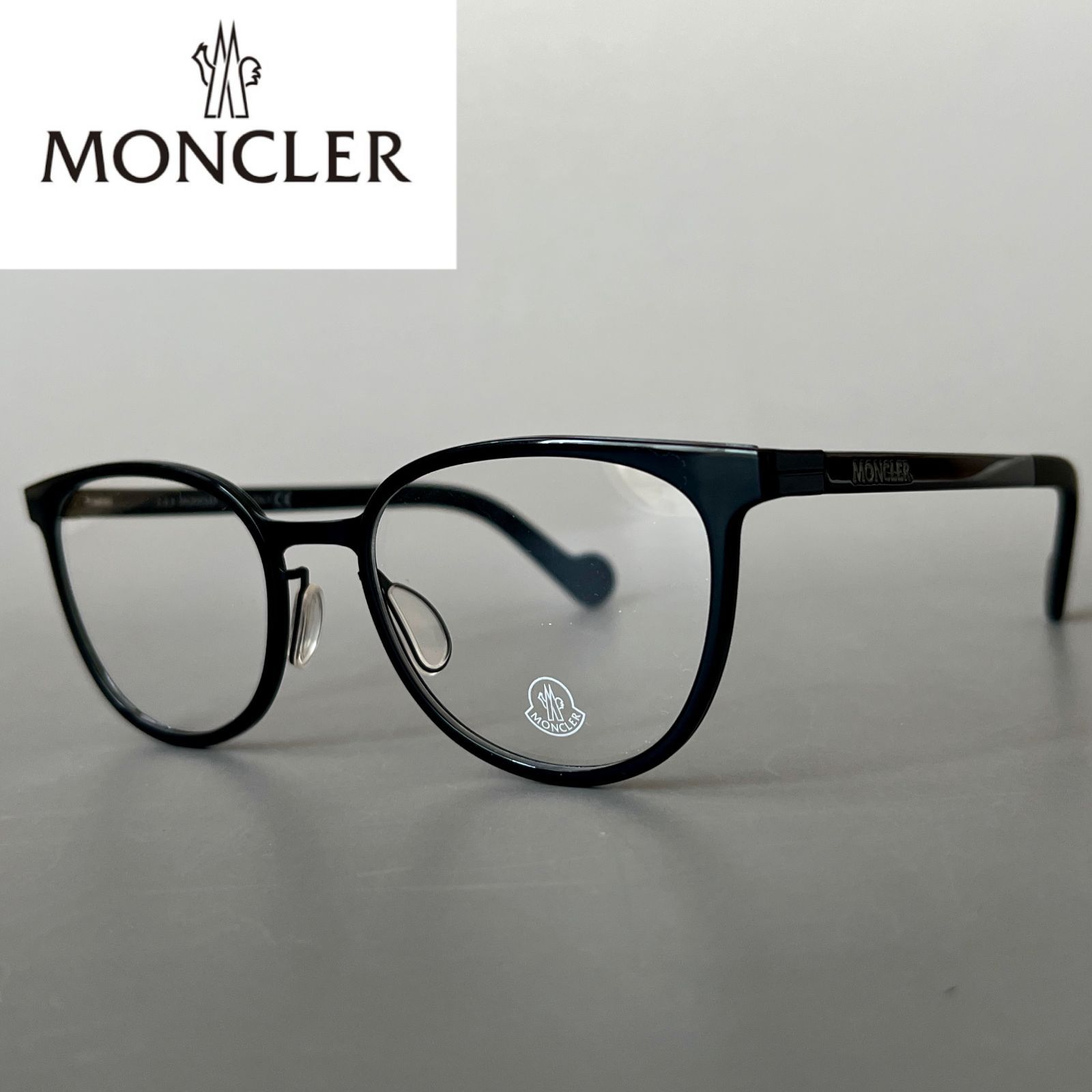 MONCLER ラウンドフレーム メガネ ブラック モンクレール メガネ MONCLER ラウンド フレーム ブラック 黒
