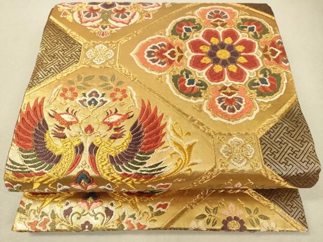 人気便利グッズ 平和屋着物◎佐賀錦 六通柄袋帯 唐織 蜀江花鳥文 金糸 正絹 逸品 その他