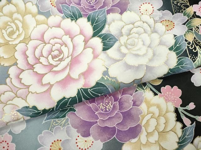 平和屋着物●小振袖　二尺袖　葛帯吉祥枝花文　暈し染め　金彩　洗える着物　CAAY6222ze 平和屋着物○小振袖 二尺袖 葛帯吉祥枝花文 暈し染め 金彩 洗える着物