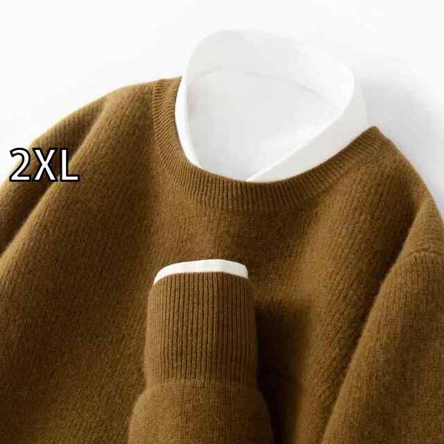 2XL 秋冬 コーデ メンズ 服 シンプル ファッション オシャレ 大人 かっこいい 大きいサイズ ストリート 紳士服 ラウンドネック セーター プルオーバー ウール ニット ベース レイヤー