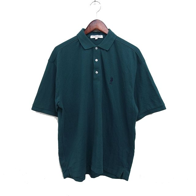 ユーエスポロアッスン U.S. POLO ASSN. 半袖 ポロシャツ ロゴマーク刺繍 鹿の子 L グリーン 緑 /FT27
