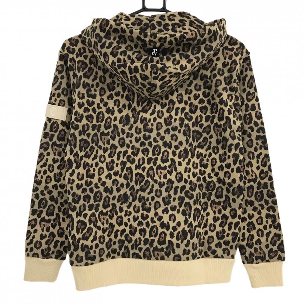 パーリーゲイツ ジップパーカー ベージュ 黒 レオパード ロゴ刺しゅう レディース 0 S ゴルフウェア PEARLY GATES