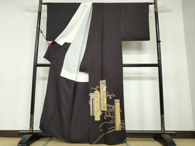 平和屋着物●豪華色留袖 駒刺繍 流水短冊飛鶴文 金彩 正絹 DAAY5261ud