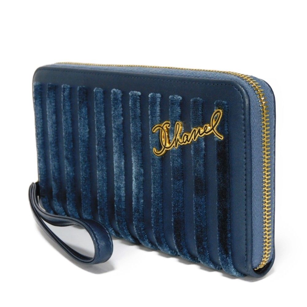 セール シャネル ネイビー 長財布 ロゴ ジップウォレット シャネル