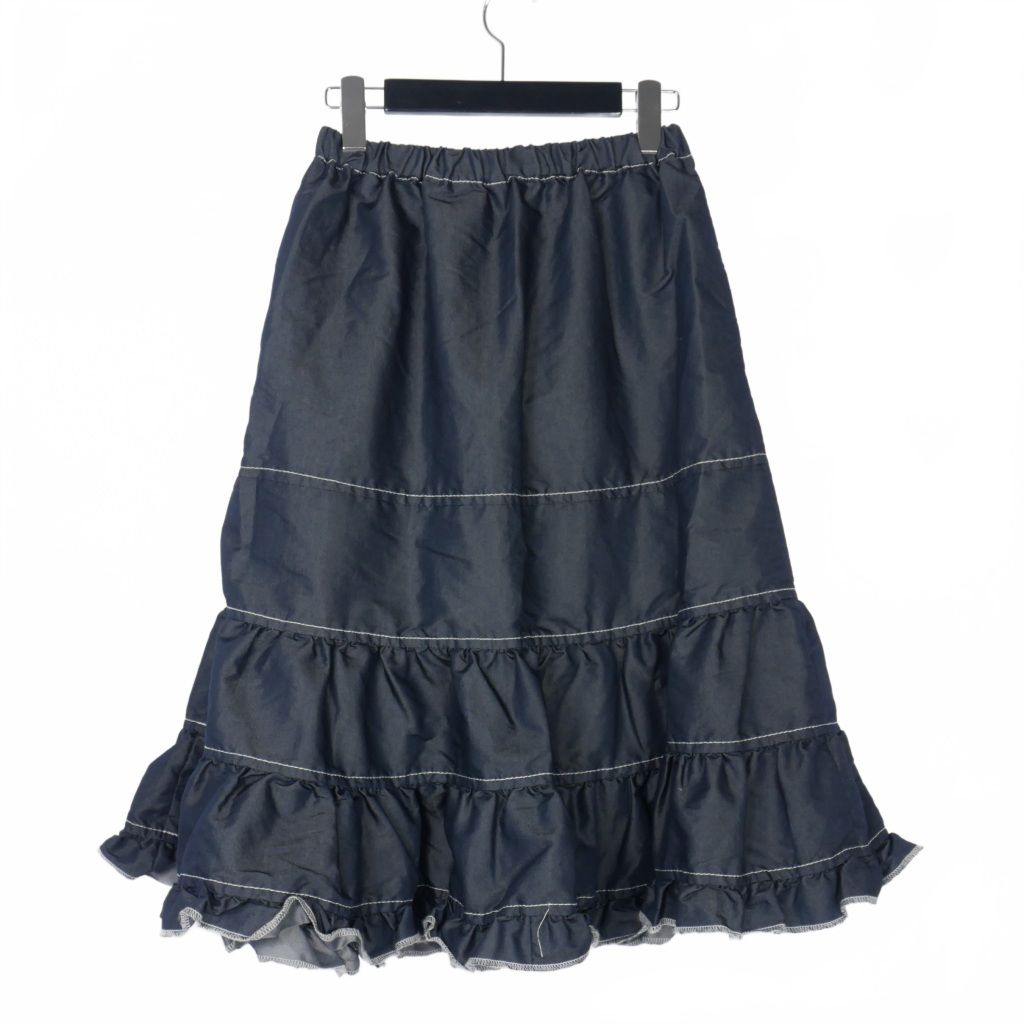 トリココムデギャルソン キュプラ フレアスカート ネイビー M トリコ