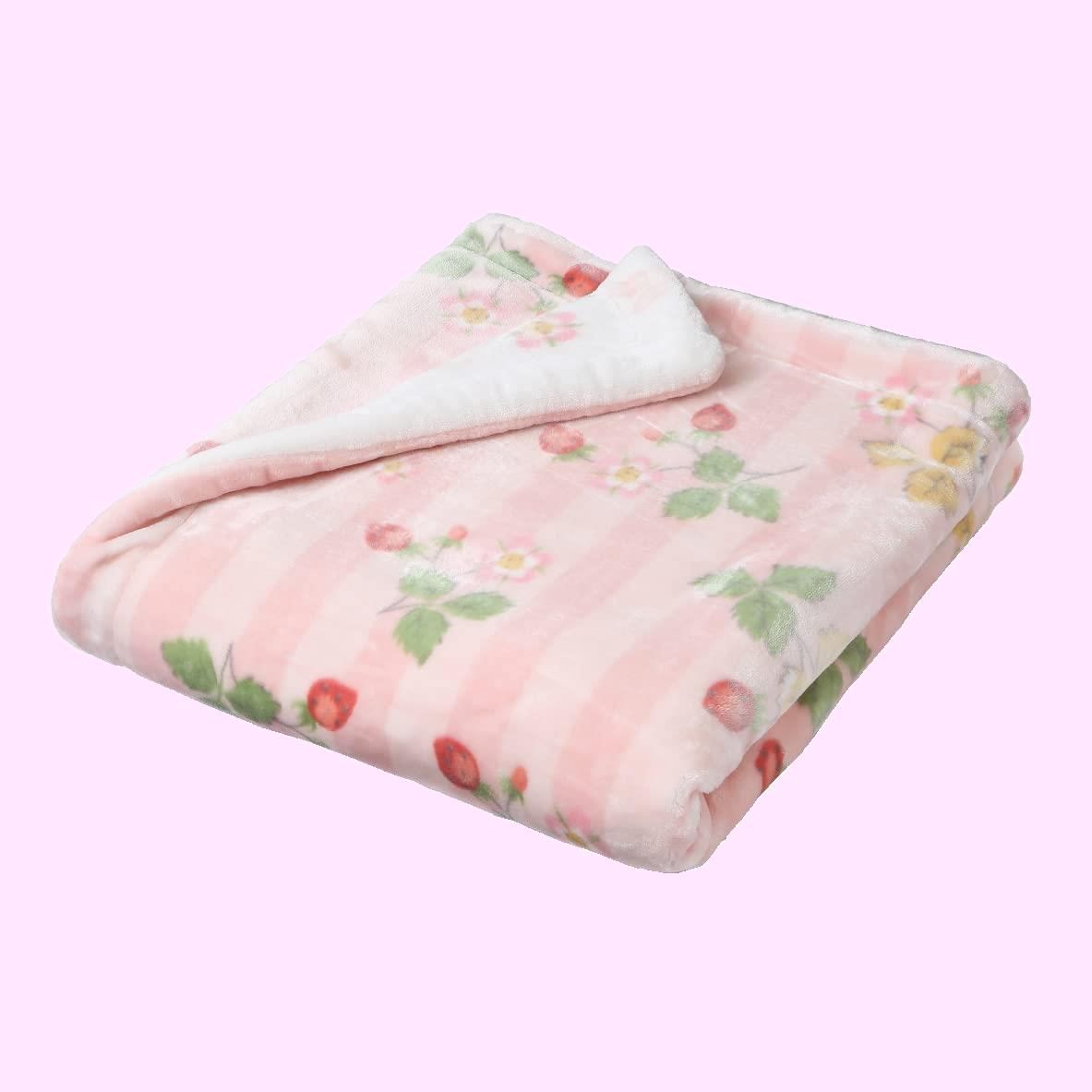 Size:140X100cm_Color:ピンク nishikawa【西川】 毛布 ハーフケット ひざ掛け 140X100cm 洗える ウェッジウッド ワイルドストロベリー 2枚合わせ 冬 リバーシブル ピンク FQ72505032