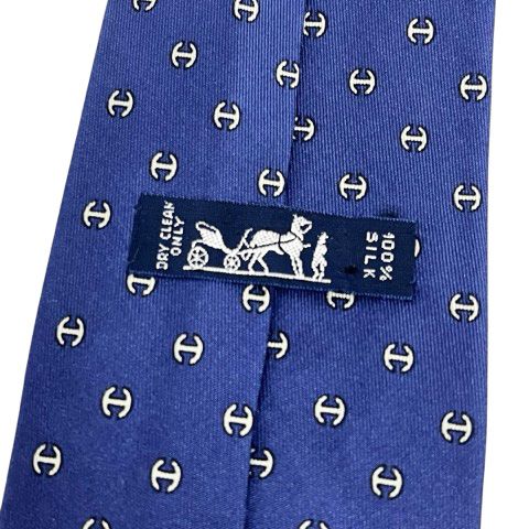 エルメス HERMES ネクタイレギュラータイ 総柄 絹 シルク 光沢
