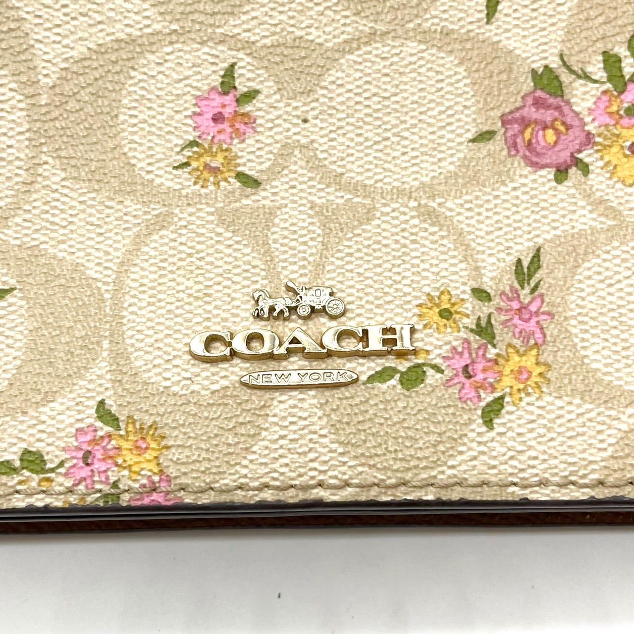 美品】 COACH コーチ ショルダーバッグ シグネチャー 花柄 PVC レザー 