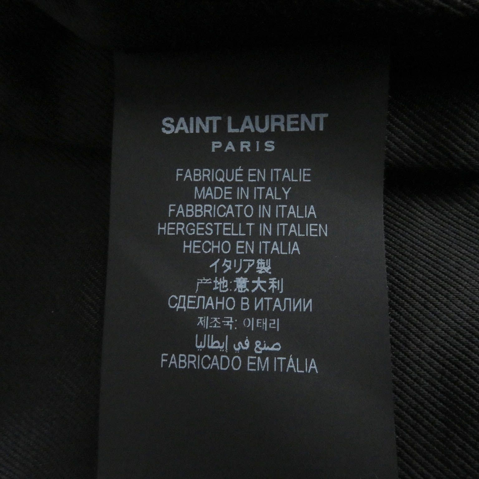 極美品□SAINT LAURENT PARIS サンローランパリ 2021年製 661008 シェブロンストライプ 中綿入り レザー ボンバージャケット ブラック 46 イタリア製 正規品 メンズ