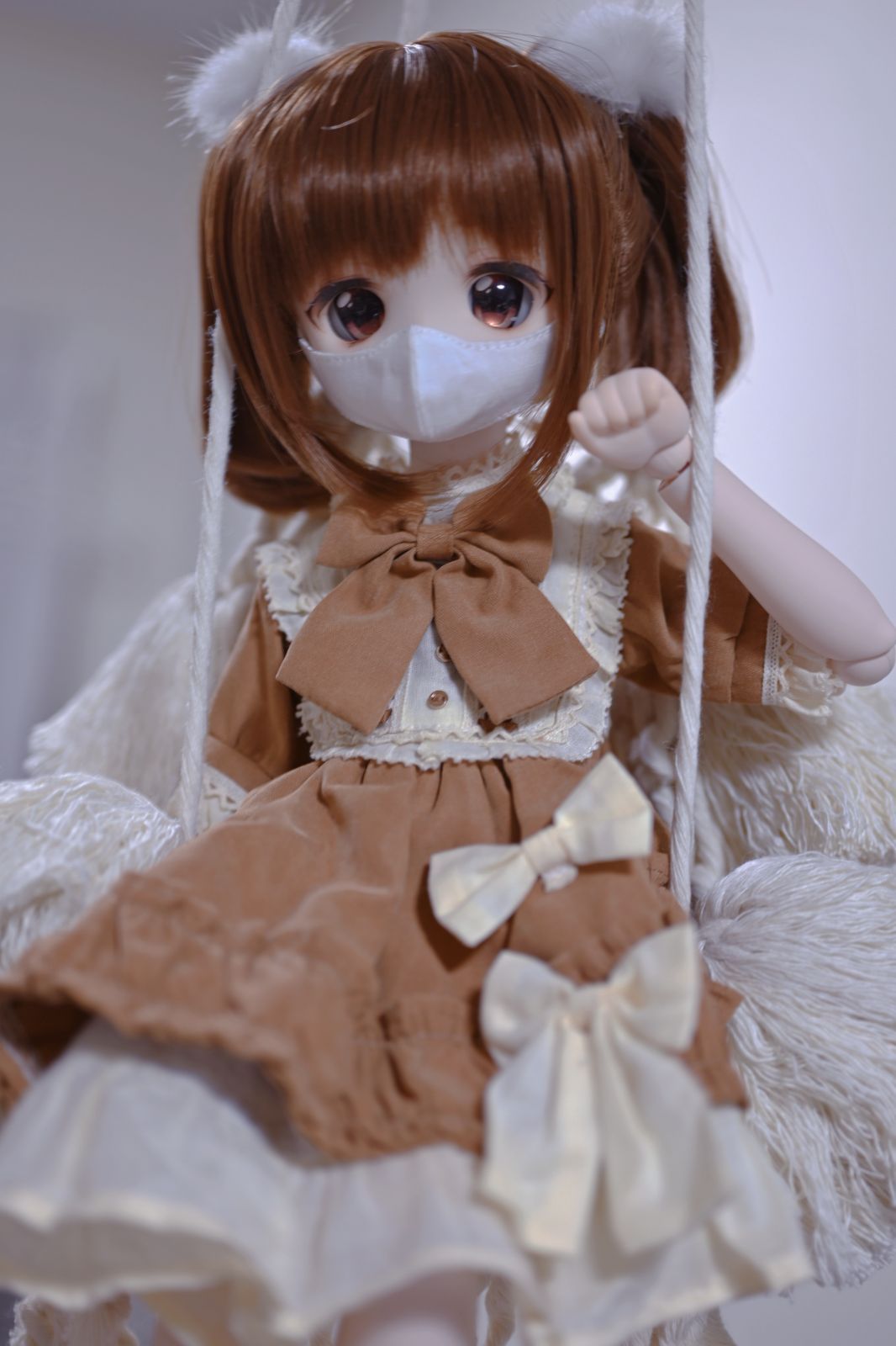 ドール用 マスク 1/4 1/3 msd dd mdd sd bjd 70cm 無地 黒 白 アニメ顔