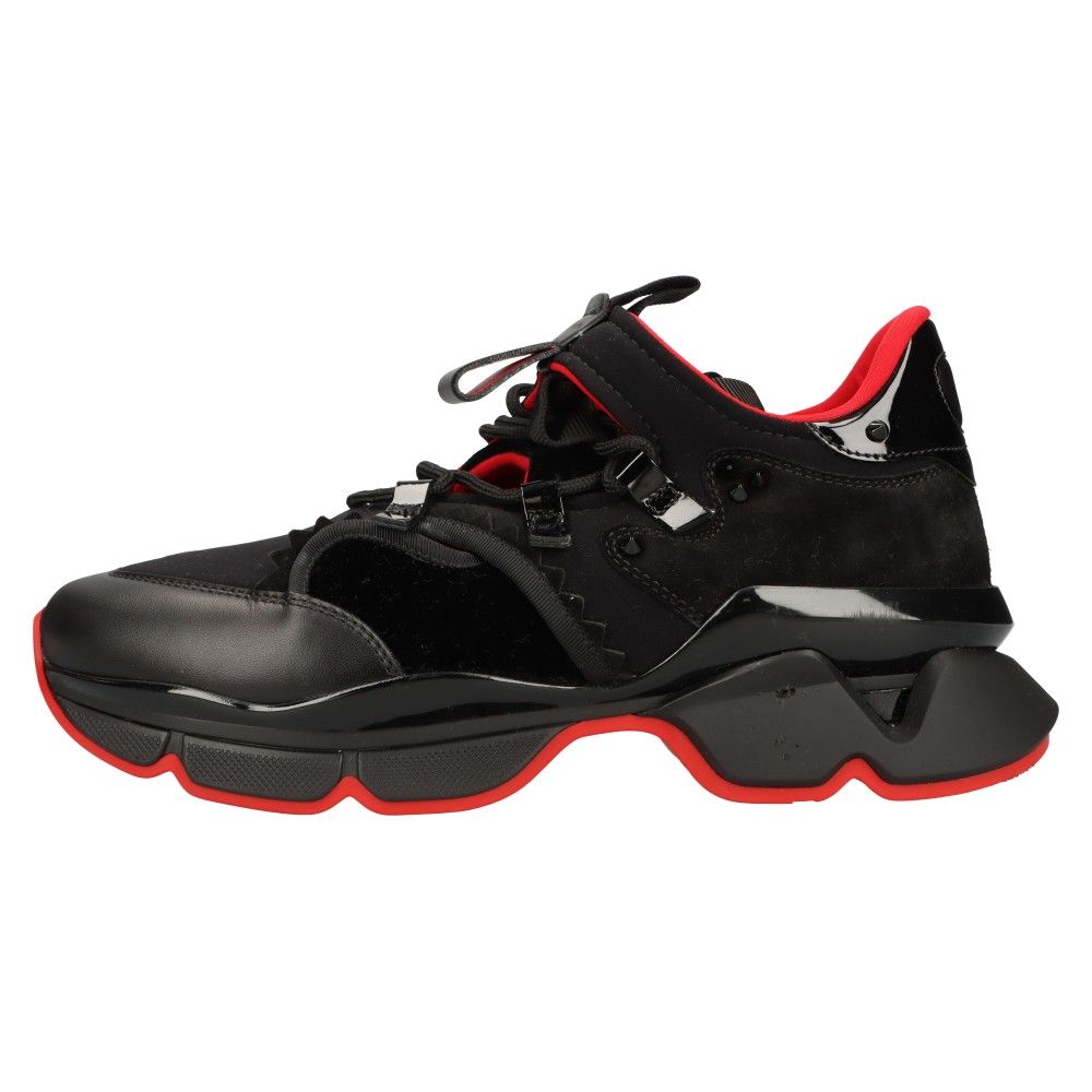 CHRISTIAN LOUBOUTIN クリスチャンルブタン Red Runner レッドランナー スタッズ スウェード ナイロ切替 ローカットスニーカー 1200320 ブラック CHRISTIAN LOUBOUTIN (クリスチャンルブタン) Red Runner レッド