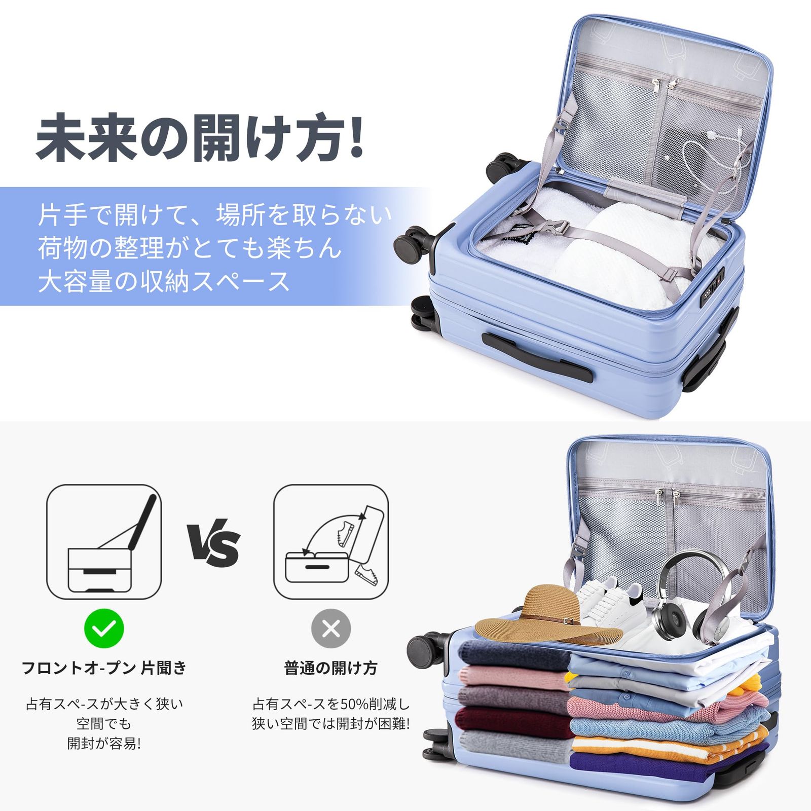 568 [Yuweijie] スーツケース フロントオープン 機内持ち込み Amazon | [Yuweijie] スーツケース フロントオープン 機内
