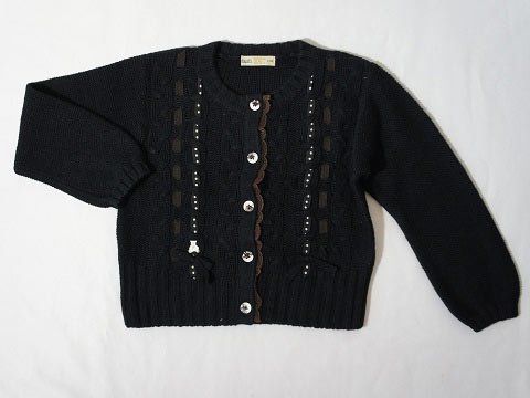 ファミリア familiar アウトレット 子供服 女の子 110cm 長袖 カーディガン 黒 秋 冬 ★3 トップス 冬服 ガールズ 女児 キッズ 【中古】 ユーズド リサイクル こども