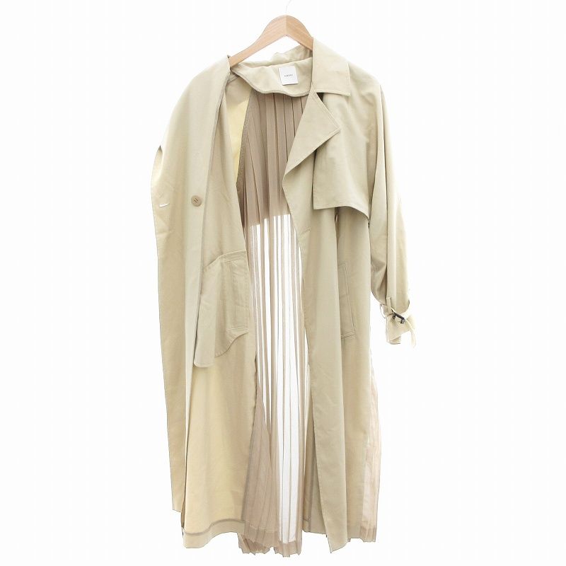 Ameriアメリヴィンテージ　シースルーバックプリーツトレンチコート★ベージュ アメリヴィンテージ Ameri VINTAGE 美品 シースルーバック