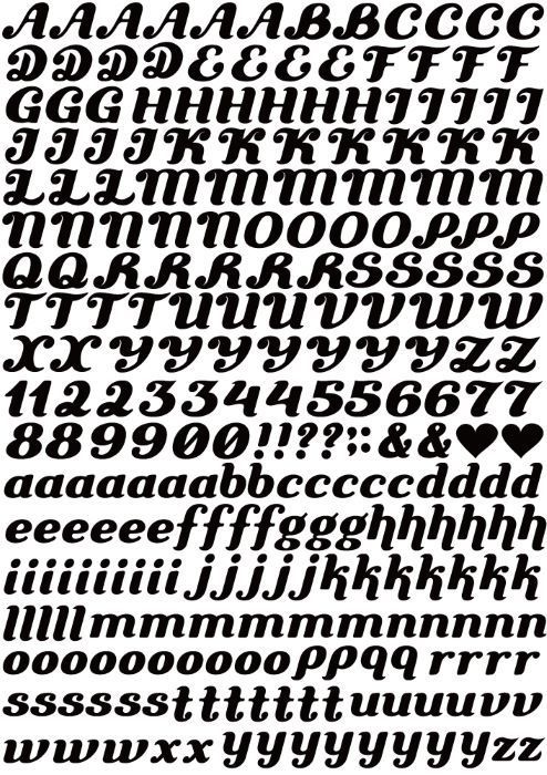 【白磁用】mini イニシャル転写紙 　ブラック　アルファベット　英文字　数字　A5サイズ　ポーセラーツ　転写紙　ポーセリンアート