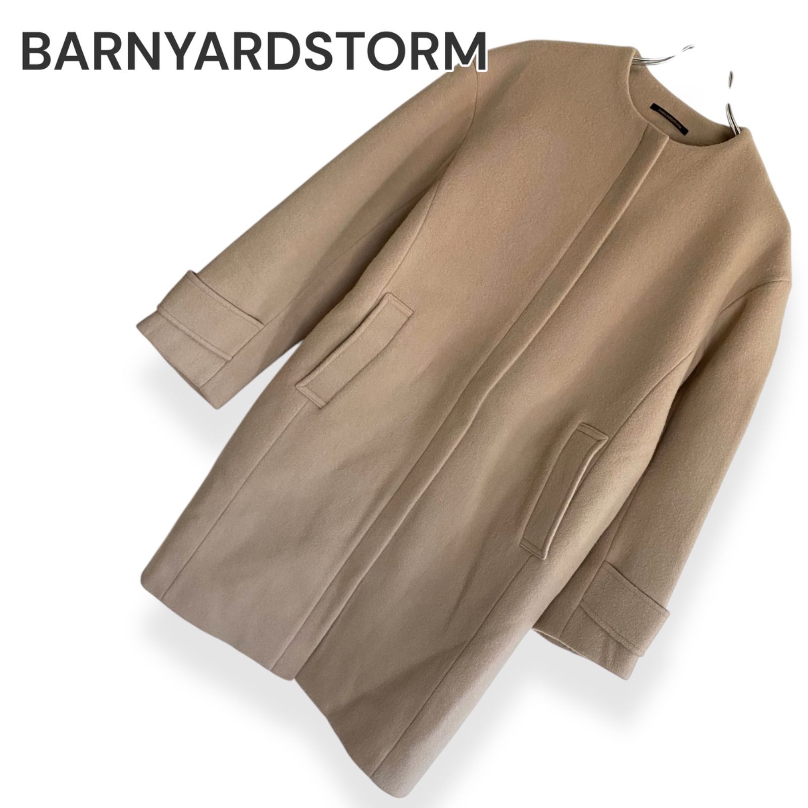 BARNYARDSTORM バンヤードストーム ベージュ ノーカラーコート ロング 
