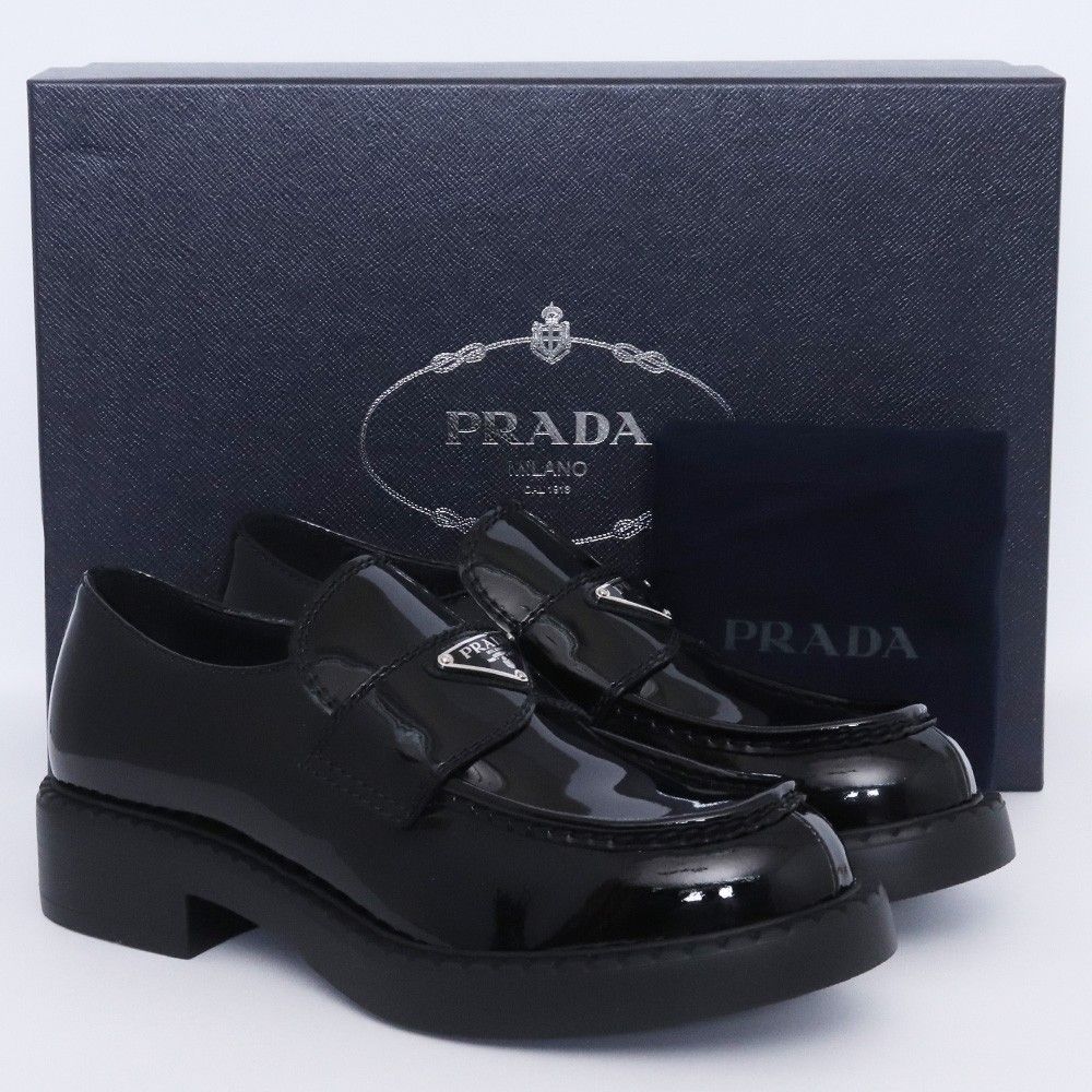 25cm相当 PRADA パテントレザー ローファー サイズ6 ブラック 2DE127 069 F0002