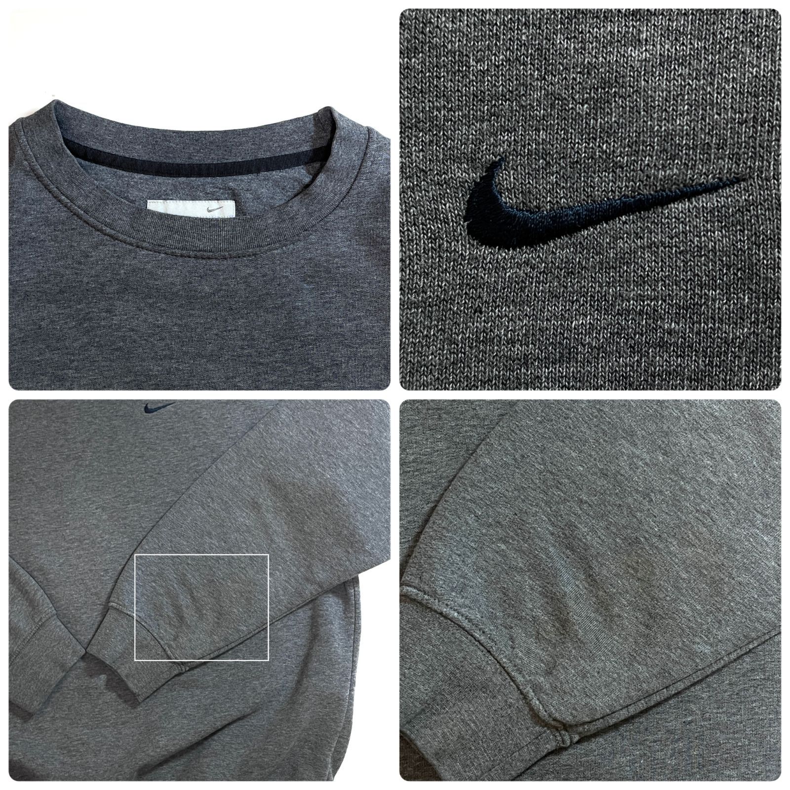 00s NIKE ナイキ スウッシュ刺繍ロゴ スウェット XL チャコールグレー 