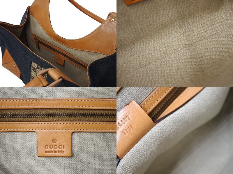 GUCCI グッチ ワンショルダーバッグ デニム GGキャンバス レザー