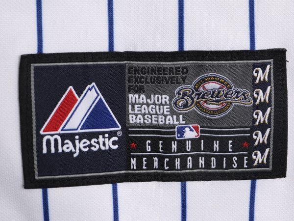 【お得なクーポン配布中!】 MLB オフィシャル Majestic ブルワーズ ベースボール シャツ メンズ XL 程 ユニフォーム ゲームシャツ メジャーリーグ 半袖シャツ 大リーグ